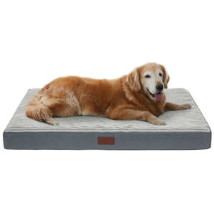 35in Gray Orthopedic Dog Bed For Large Dogs with Egg Crate Foam Support and Non-Slip Bottom, Waterproof and Machine Washable Removable Pet Bed Cover,L size(35″x22″x3.5″)