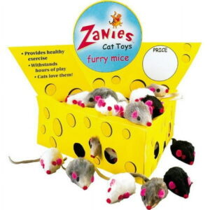 Zanies Fur Mice Cheese Wedge Cat Toy Display, 60 Pieces