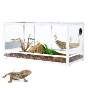 GUZZLO 50 Gallon Reptile Terrarium, Sliding Door with Metal Lock Tank, 36″x18″x18″