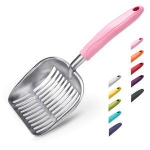 WePet Jumbo Cat Litter Scoop, Aluminum Alloy Sifter , Kitty Metal Scooper, Sifter with Deep Shovel, Pink