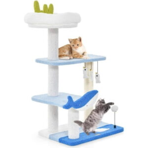 3-Layer cat Tree, cat Climbing Frame, Multi-Functional Activity Center Marine Theme Design