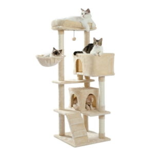 Gzxs Cat Tree, Cat Climb Holder Activity Center Floor-to-Ceiling Cat Climbing Toy with Sisal Scratching Post, Beige