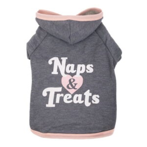 Vibrant Life Gray Naps and Treats Pull over Pet Hoodie for Dogs, Size Small