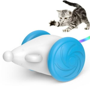 Prociv Smart Electric Mouse Cat Toys,Automatic Cat Toy with LED Lights USB Rechargeable Blue