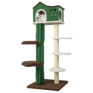 5th Floor Cat Tree Cat Climbing Frame Cat Apartment with Cushion Anti tipping Setting