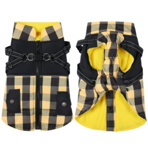 Dog Winter Coat,Waterproof Dog Jacket Plaid zipper Pet Vest Reversible Dog Apparel for Cold Weather, Outdoor Dog Jacket with Pocket Winter Sweater for Small Medium Large Dogs