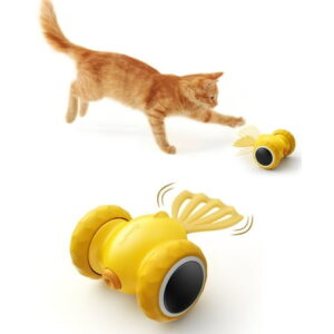 FeelNeedy Cat Toys, Automatic Interactive Cat Toy for Indoor Cats, USB Rechargeable Electric Fish Toy Gift for Cats and Kittens,Yellow