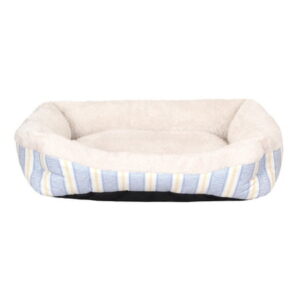 Vibrant Life Small Cozy Cuddler-Style Dog & Cat Bed, Cream & Blue