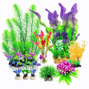 Uptyia Artificial Aquarium Plants Plastic Fish Tank Decorations Fake Kelp Decoration for Fish Tank Fish Tank Decor Set