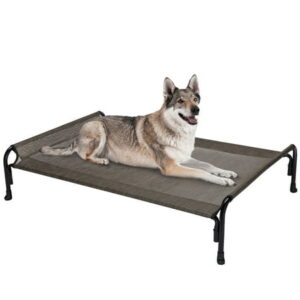 Veehoo Cooling Elevated Dog Bed, Chew Proof Dog Cot with Washable Mesh, Large, Brown