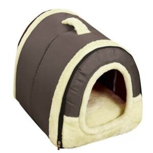 Matoen Cozy Small Pet Dog House, 2 in 1 Puppy House, S Size for Cat and Puppy, Warm Cave Sleeping Nest for Cats and Dogs, Gray