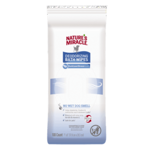 Nature’s Miracle Deodorizing Bath Wipes for Dogs, Sunkissed Breeze Scent, 100 Count