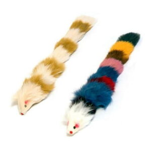 Iconic Pet Set of 2 Fur Weasel Toy(One Brown/White, One Multicolored) with Squeaker for Pets, Best Pet Play Toy for Dogs and Cats, Fun Cat Toys, Dog Toys to Beat Boredom and Satisfy Hunting Instincts