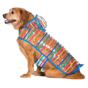 The Dodo Striped Clear Raincoat for Dogs -Medium