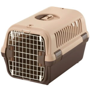 Richell Pet Travel Carrier Size Medium in Brown, for Dogs and Cats up to 17.6 lbs