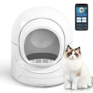 Muhub 85L Self Cleaning Litter Box,Automatic Litter Box with App Control,Odor Removal,White