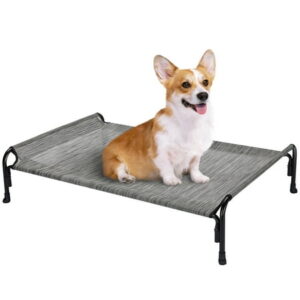 Veehoo Cooling Elevated Dog Bed, Chew Proof Dog Cot with Washable Mesh, Medium, Black Silver