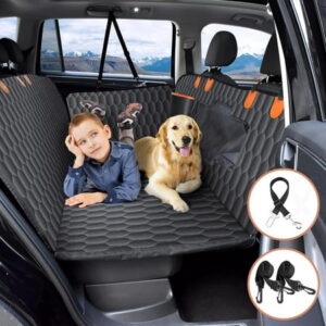 Mpow Back Seat Extender for Dogs-Supports 330lb,Waterproof Dog Car Seat Cover for Back Seat Hard Bottom-Detachable,600D Heavy Duty Scratch Proof Nonslip Durable Soft,Dog Hammock for Car,SUVs,Truck