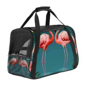 Flamingo Portable Pet Carrier Bag for Small Dogs s Travel, 900D Oxford Cloth Sherpa Base, Nylon Webbing, 17x10x11.8 in, 43x26x30 cm