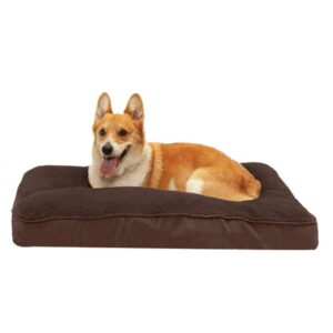 FurHaven Pet Dog Bed | Deluxe Terry & Suede Snuggle Pillow Pet Bed for Dogs & Cats, Espresso, Large