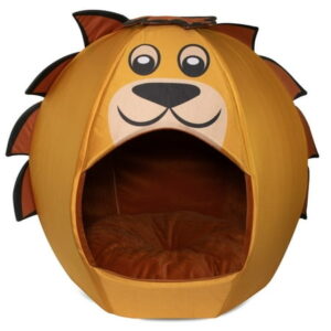 Maccabi Art: Pet Friends Igloo Bed: Small – Lion – Animal Face Bed, Cozy Dome, Small Dogs, Cats & Puppies, 16x16x18″, Removable Machine-Washable Pad