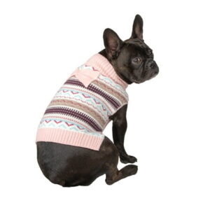 Vibrant Life, Dog Clothes, Fair Isle Pet Sweater, Pink, M