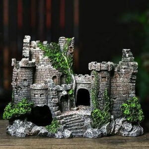 Juiluna Fish Tank Decorations Aquarium Decoration Resin Ancient Castle Artificial Ornaments Hideout Caves Layout Prop for Fish Tank Aquarium Landscaping Decor