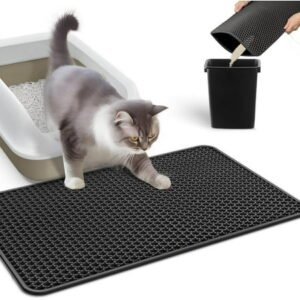 Cat Litter Mat Cat Litter Trapping Mat 30×22 in, Honeycomb Double Layer Design, Urine and Water Proof Material, Scatter Control, Less Waste，Easier to Clean,Washable