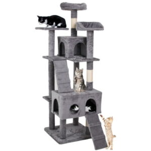 Durable and Cute Multifunctional Cat Climbing Frame – Sturdy Cat Tree Tower with Plush Perches and Scratching Posts – Indoor Pets Playhouse for Activity and Entertainment.