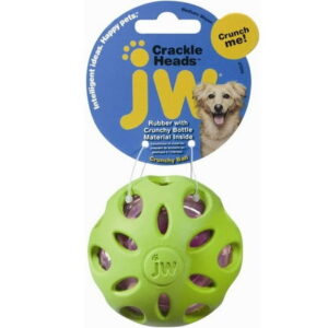 JW Pet Crackle Heads Rubber Ball Dog Toy – Medium