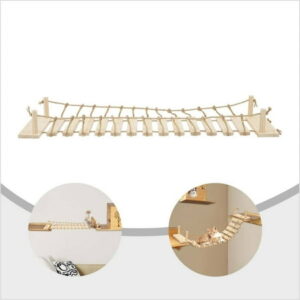 Roped Cat Bridge Set Tree Tower Wall Wood Climbing Frame Wall Mounted Tower