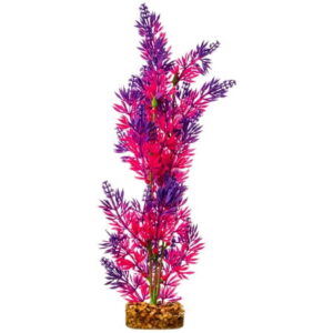 GloFish Plant Aquarium Décor, Purple and Pink Large, Fluorescent Under Blue LED Light