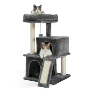 Zephypaws Cat Tree with Sisal Scratching Posts,Climbing Ladder 33.8” Gray