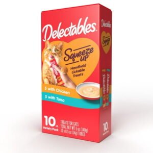 Hartz Delectables Squeeze Up Lickable Wet Cat Treats, Chicken & Tuna Variety Pack, 10 Pack