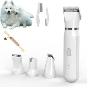 Petstyle Pro 4 Different Blades, Lettuce Pets Grooming Set, Pet Style Pro 4 Different Blades, Dog Grooming Kit, 4 in 1 Cordless Electric Trimmer, Low Noise USB Rechargeable (White)