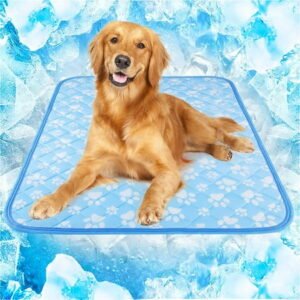 Rywell Upgrade Self-Cooling Mat for Dogs Extra Large, 44” x 32” – Endothermic Color Changing Arc-Chill Cooling Fiber – Washable Non-Toxic Summer Pet Outdoor Bed, Non-Slip&Foldable