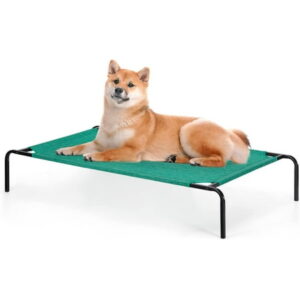 Elevated Dog Bed Cooling Raised Dog Cot Indoor Outdoor Waterproof Dog Cat Bed Portable Pet Cot for Small Medium Dogs Cats, Green