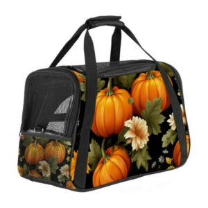 Pumpkin Sherpa Dog Carrier Bag with 900D Oxford Cloth Fabric, Nylon Webbing – 17x10x11.8 in / 43x26x30 cm – Pet Travel Tote for Small Breeds – Breathable &