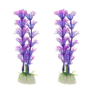 Unique Bargains 2 Pcs Aquarium Artificial Plants Plastic for Fish Tank Decor Purple