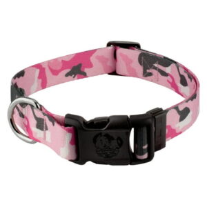 Country Brook Petz® Deluxe Pink and Grey Camo Dog Collar – Made in the U.S.A., Large