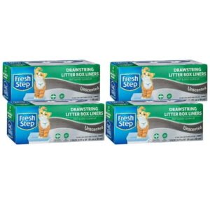 Fresh Step Drawstring Large Litter Box Liners, Heavy Duty Liners for Cat Litter Box, Scented & Unscented Available, Quick & Easy Cleanup 28 Count Jumbo – Unscented