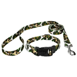 Country Brook Petz® Woodland Bone Camo Deluxe Dog Collar and Leash, Small