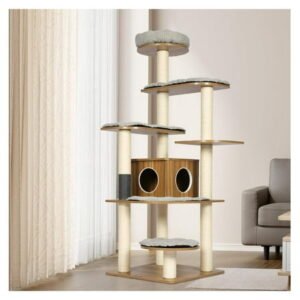 Hongwa Tall Cat Tree, 69” Large Cat Tower Multi-Level Platforms with Sisal Scratching Posts, Cat Tree for Large Cats 20 lbs Heavy Duty, Cat Condo Furniture for Active Cats