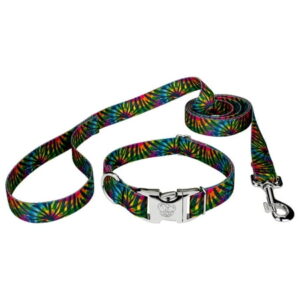 Country Brook Petz® Premium Tie Dye Stripes Dog Collar and Leash, Medium