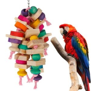 Rzvnmko Bird Chewing Toy – Parrot Cage Bite Toys Wooden Block Bird Parrot Toys for Small and Medium Parrots and Birds