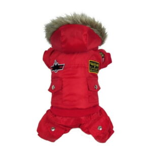 Pets Dog Apparel Fleece Winter Waterproof Coat Snowsuit Hooded Jumpsuit