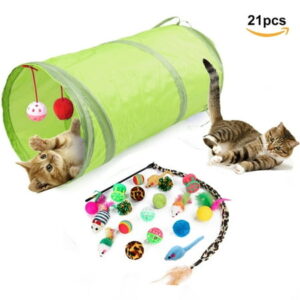 ZOUYUE 21 pcs Cat Toys Kitten Toys Assortments Tunnel Interactive Cat Teaser Fluffy Mouse Crinkle Balls for Cat