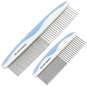 Dog Grooming Comb | Removes Tangles & For Dematting | Pet Comb | Detangler | For Matted Hair | Metal | Great For Poodles & Goldendoodles (Large & Small)