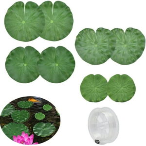 BUZIFU 8Pcs 4 Size Artificial Lotus Leaves Floating Foam Lotus Leaves Foliage Pond Decor Artificial Floating Plants Lily Pads with Fishing Line for Ponds Pool Aquarium Fish Tank Landscape Decorations