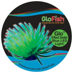 GloFish Yellow Anemone Silicone Ornament, Detailed Aquarium Ornament, Creates a Glowing Effect